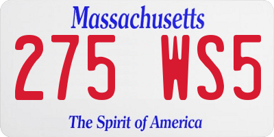 MA license plate 275WS5