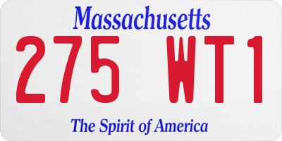 MA license plate 275WT1