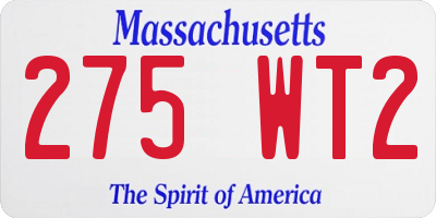 MA license plate 275WT2