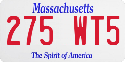 MA license plate 275WT5