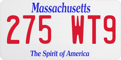 MA license plate 275WT9