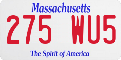 MA license plate 275WU5