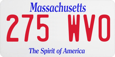 MA license plate 275WV0