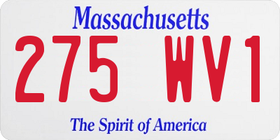 MA license plate 275WV1