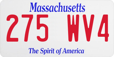 MA license plate 275WV4