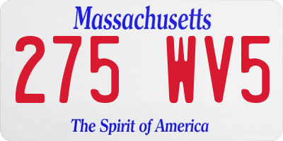 MA license plate 275WV5