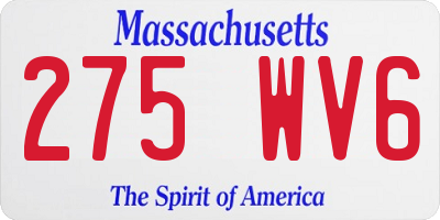 MA license plate 275WV6