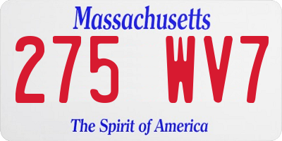 MA license plate 275WV7