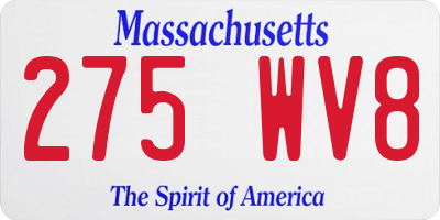 MA license plate 275WV8