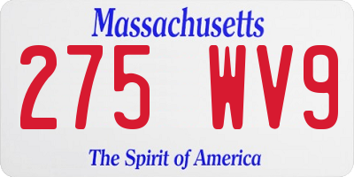 MA license plate 275WV9
