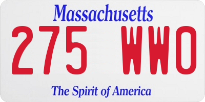 MA license plate 275WW0