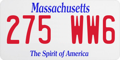 MA license plate 275WW6