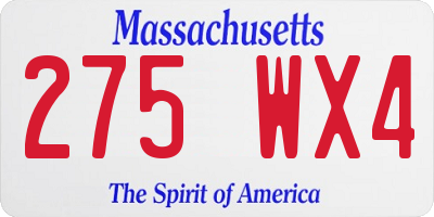 MA license plate 275WX4