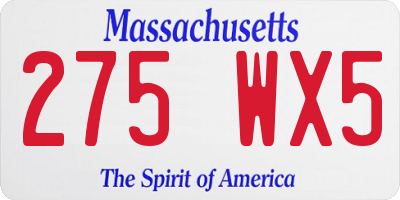 MA license plate 275WX5