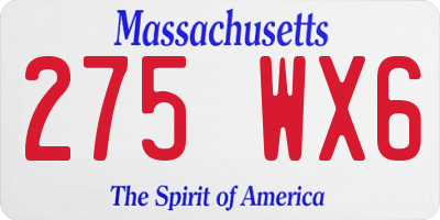 MA license plate 275WX6