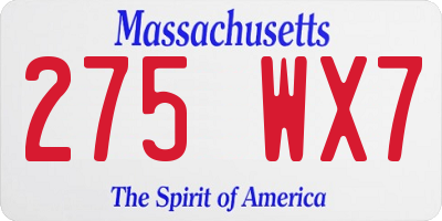 MA license plate 275WX7