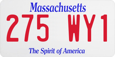 MA license plate 275WY1