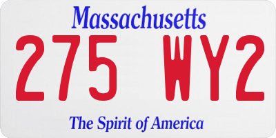 MA license plate 275WY2