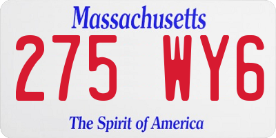 MA license plate 275WY6