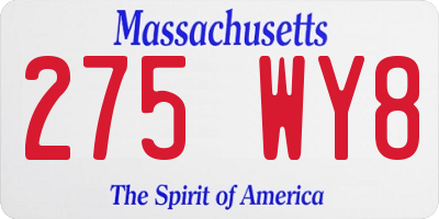 MA license plate 275WY8