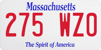 MA license plate 275WZ0