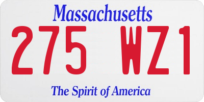 MA license plate 275WZ1