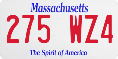MA license plate 275WZ4