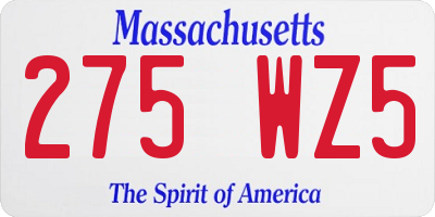MA license plate 275WZ5