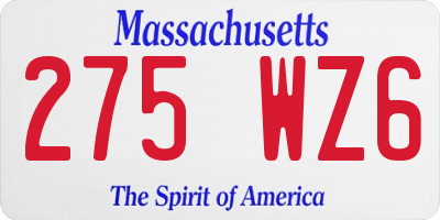 MA license plate 275WZ6