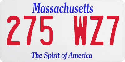 MA license plate 275WZ7