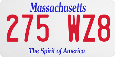 MA license plate 275WZ8