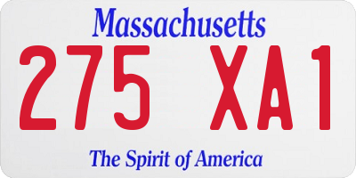 MA license plate 275XA1