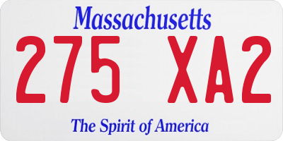 MA license plate 275XA2