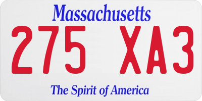 MA license plate 275XA3
