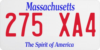 MA license plate 275XA4