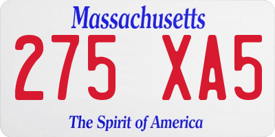 MA license plate 275XA5