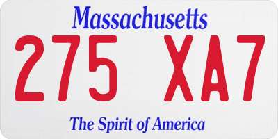 MA license plate 275XA7