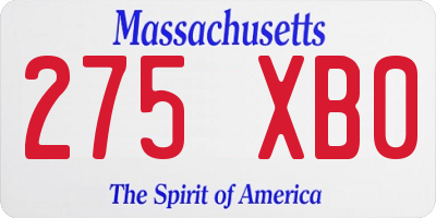 MA license plate 275XB0
