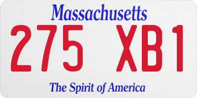 MA license plate 275XB1