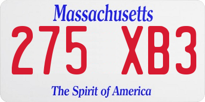 MA license plate 275XB3