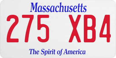 MA license plate 275XB4