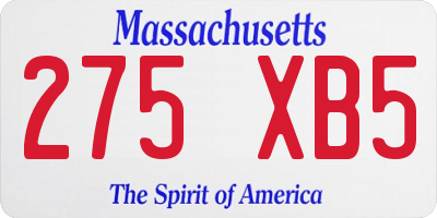 MA license plate 275XB5