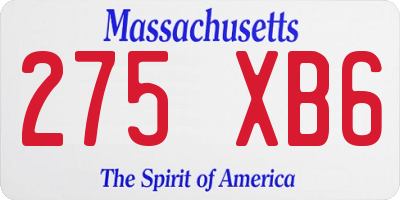 MA license plate 275XB6