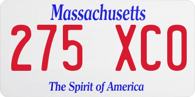 MA license plate 275XC0