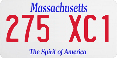 MA license plate 275XC1