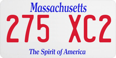 MA license plate 275XC2