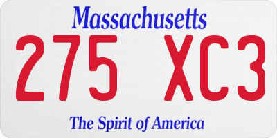 MA license plate 275XC3