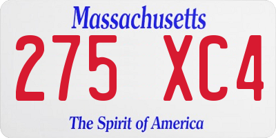 MA license plate 275XC4