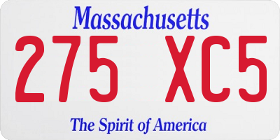 MA license plate 275XC5