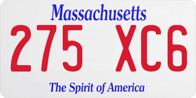 MA license plate 275XC6